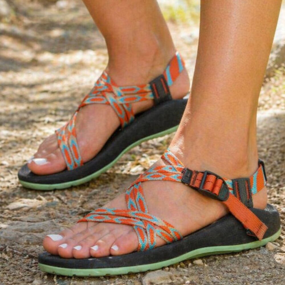 Chaco Women's Sport Sandals Chaco Size 5 Orange Turquoise Strappy Z-Strap